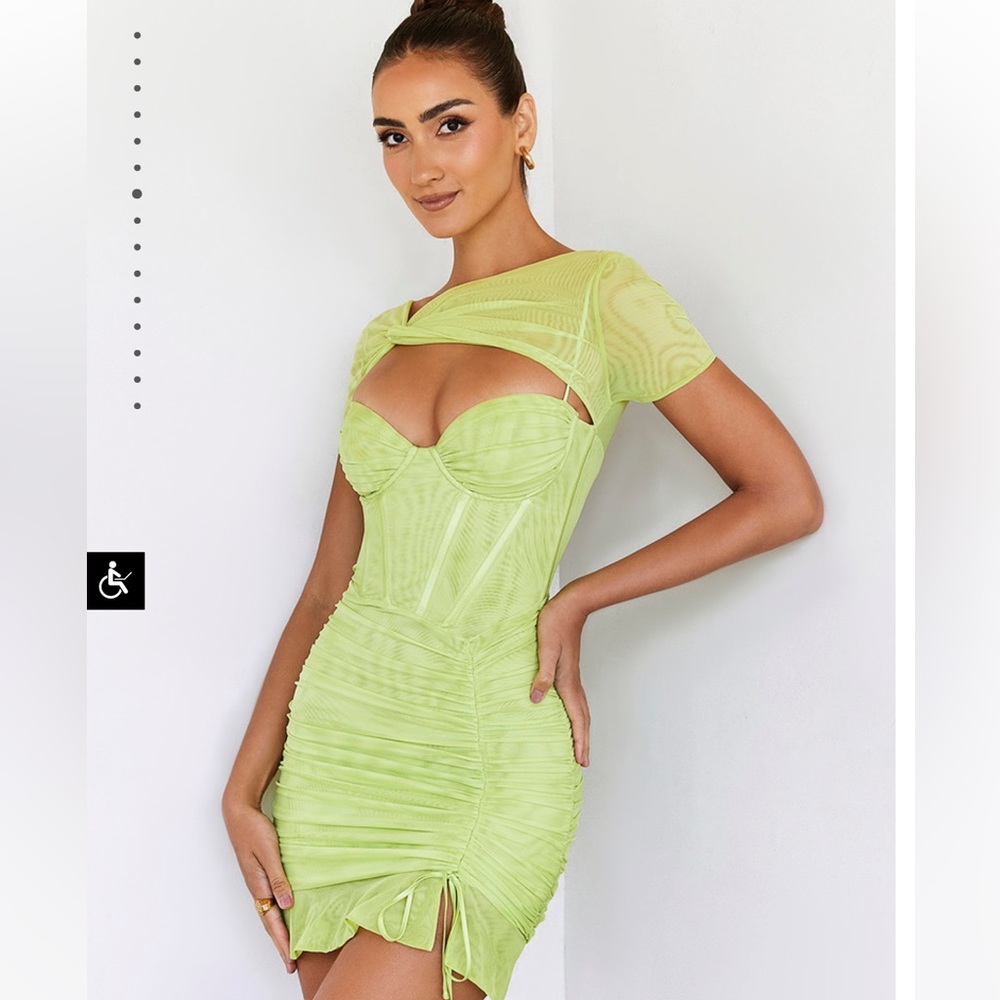 Mistress Rocks Superstar Lime Mesh Corset Dress